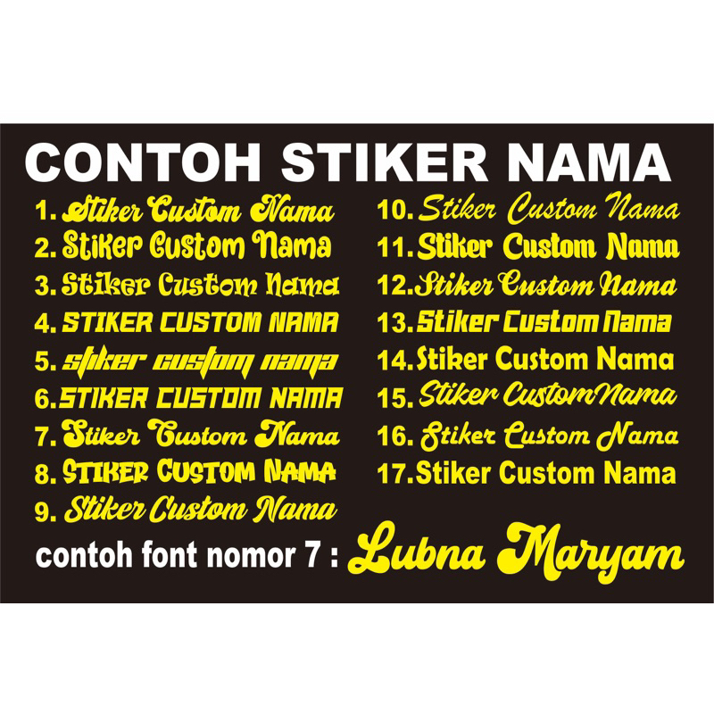 

sticker cutting nama custom, tulisan bebas, sticker untuk tumbler, mobil, motor