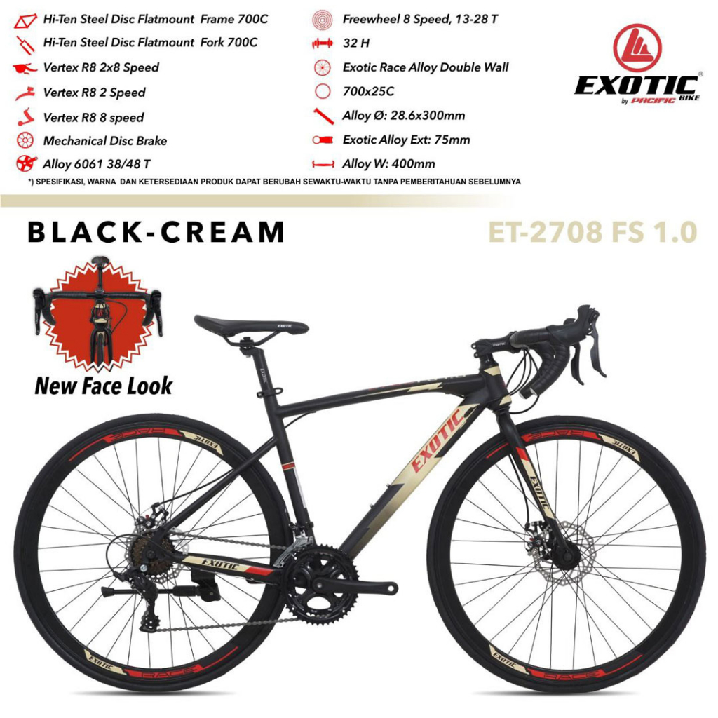 Sepeda Balap / RoadBike 700x25 C EXOTIC ET-2708 FS 1.0 New Steel