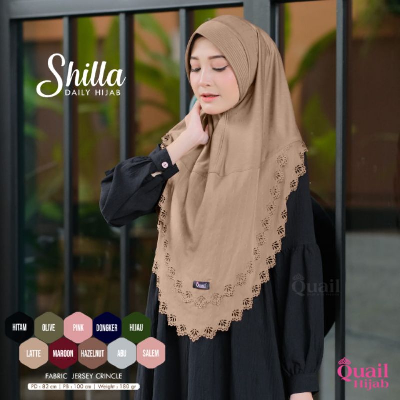 Shilla Daily Hijab Khimar Original Quail Hijab Wanita Fabric Jersey Crincle