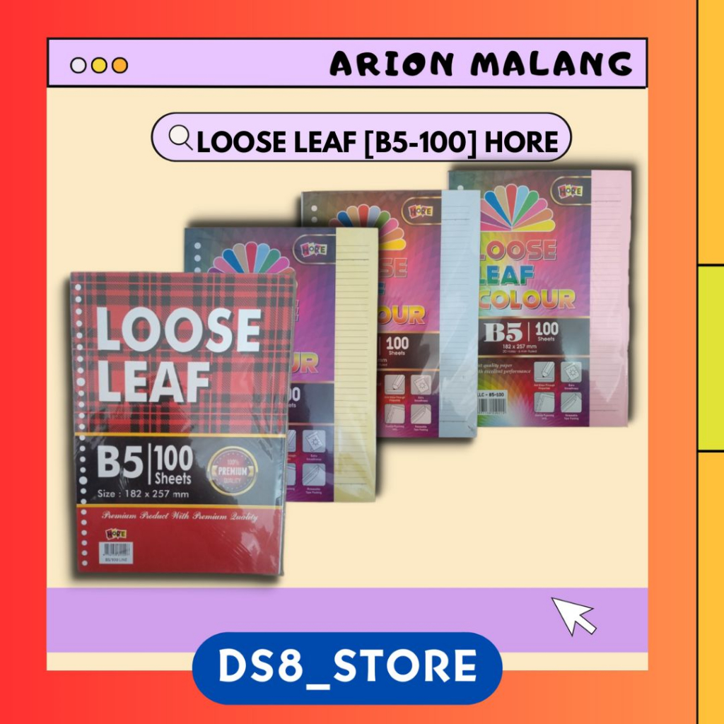 

Loose Leaf/Kertas Binder/Refill B5 Warna 100 HORE