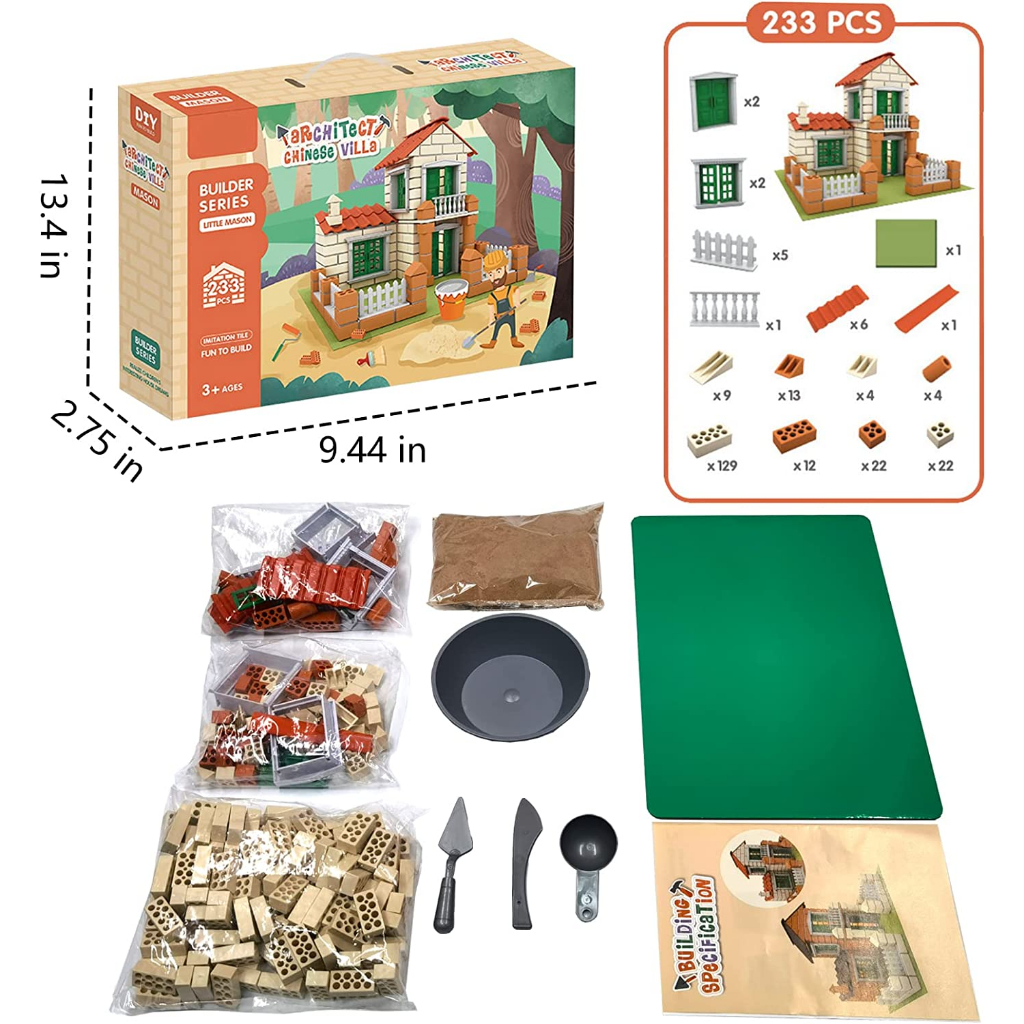 DIY Villa House Building Bricks Art & Craft Mainan Edukasi Anak / mainan miniatur bangunan rumah min