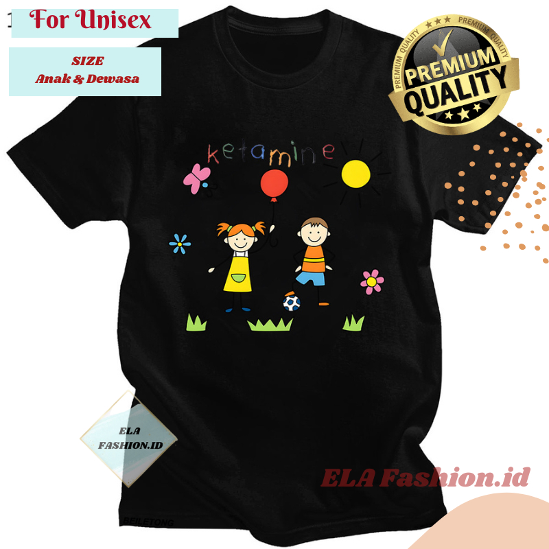 Kaos Kartun KETAMINE Kaus Atasan Unisex Harajuku Fashion Korea Style Katun