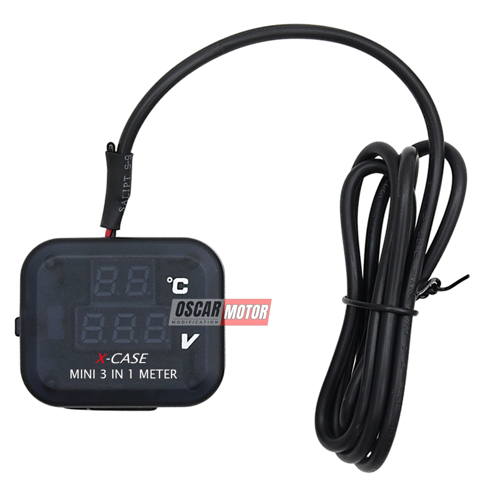 Voltmeter 3 in 1 usb anti air original termometer volmeter digital jam suhu tegangan aki vario pcx n