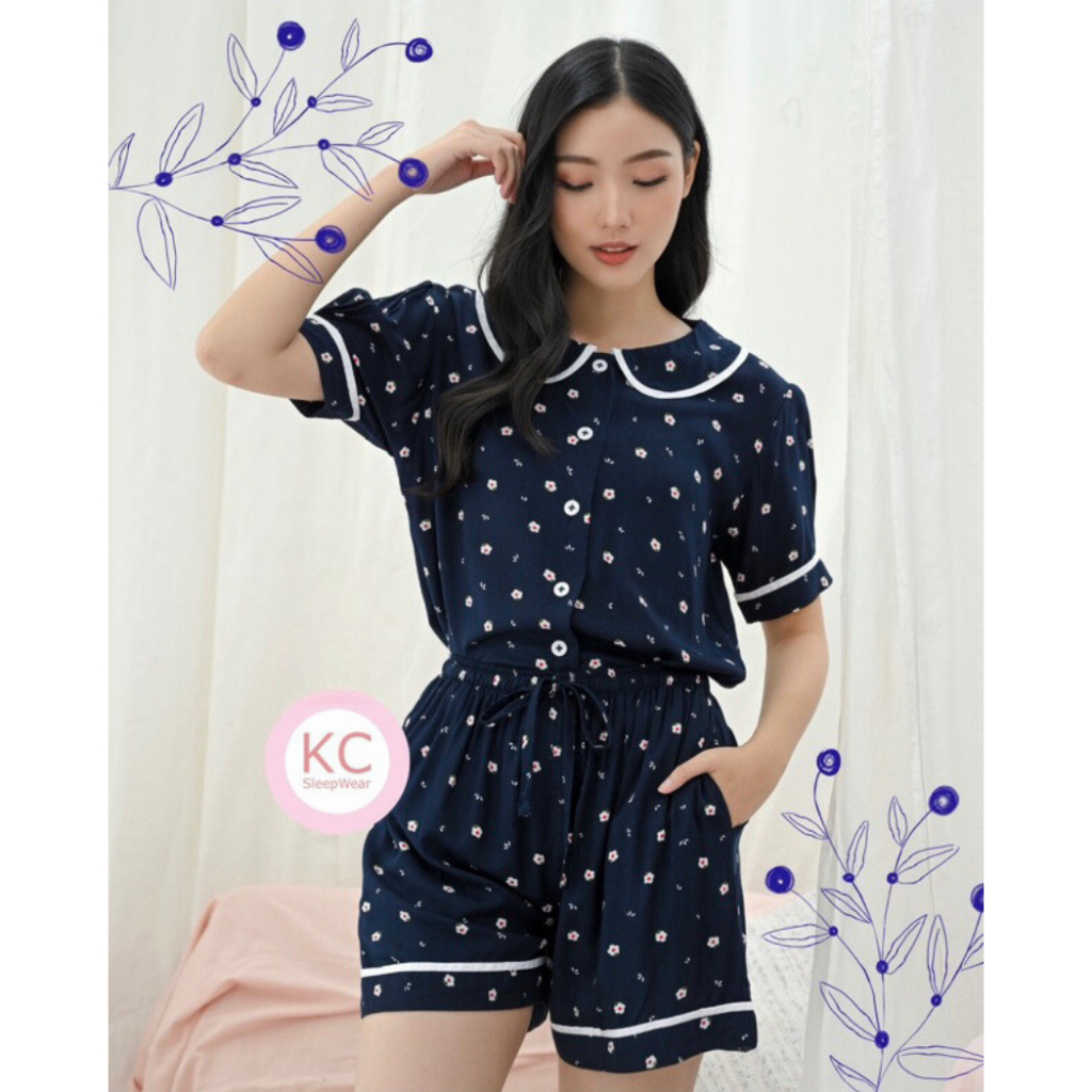 KC Ease in Tiny Love Piyama Wanita Baju Tidur Lengan Pendek Celana Pendek