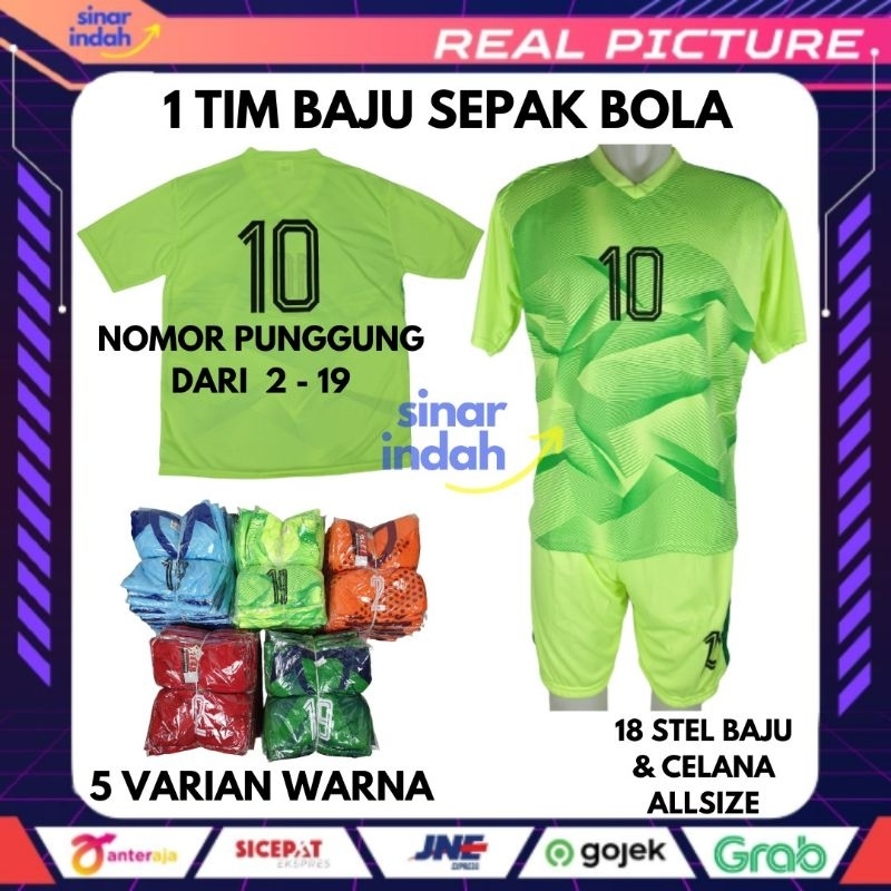Baju Stelan Tim Jersey Sepak Bola Futsal Volley 18 Stel Ukuran ALLSIZE
