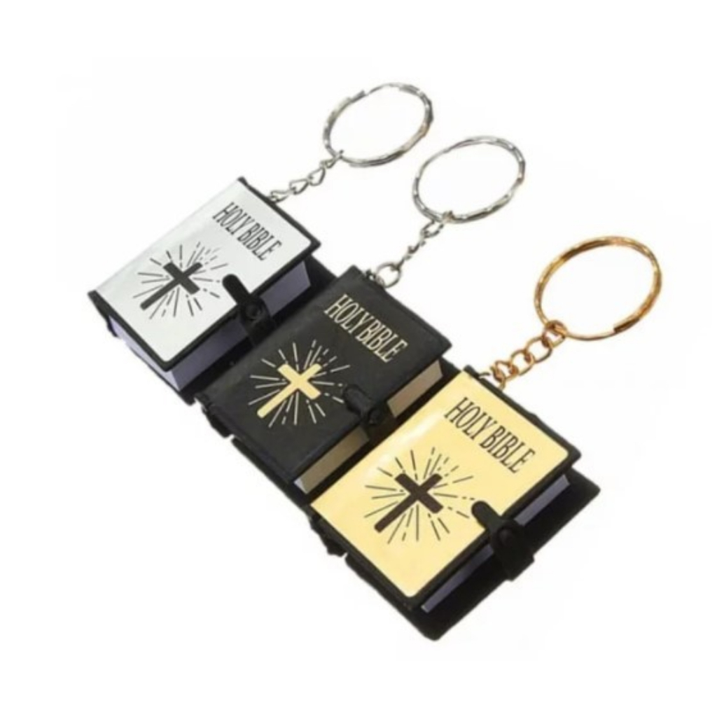 Gantungan Kunci Alkitab Key Chain Holy Bible Permata Souvenir Natal OK - gold