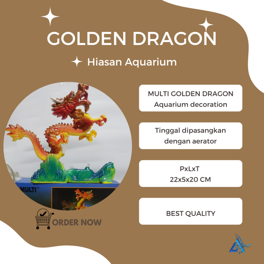 Multi Golden Dragon Mainan Dekorasi Naga Aquarium