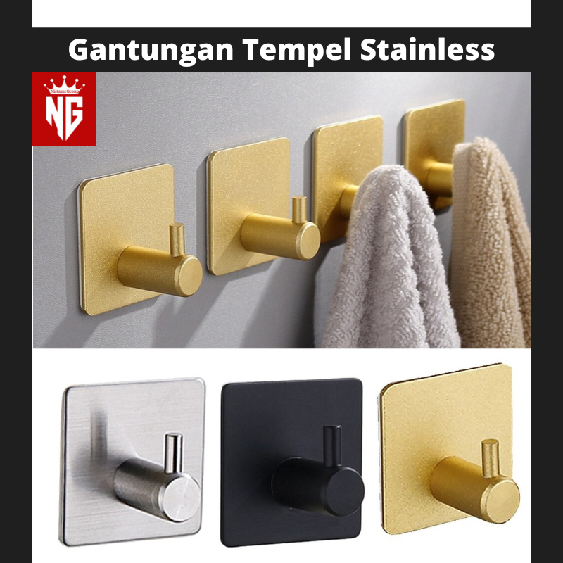 Gantungan Hook Stainless Serbaguna Rak Gantung Tempel Dinding Kuat Tempat Gantungan Baju Tas Kunci L