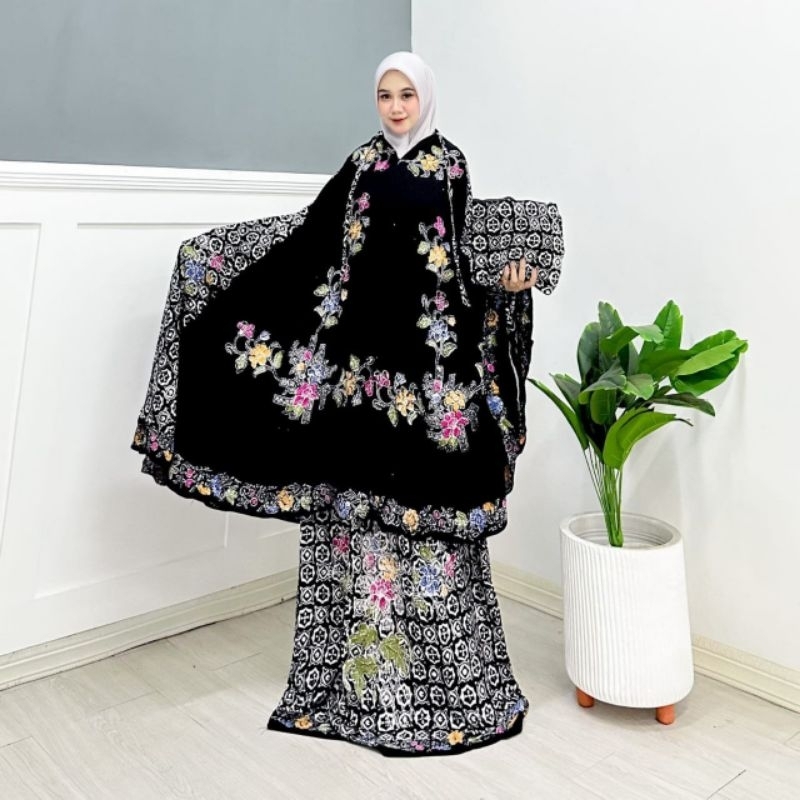 Mukena batik premium mukena batik jumbo mukena batik cap hitam manis