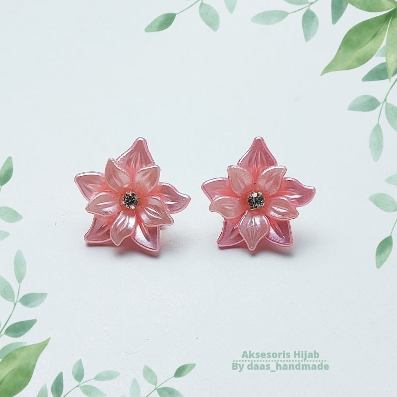 Bros Anting klip Hijab jepret kelopak bunga lili