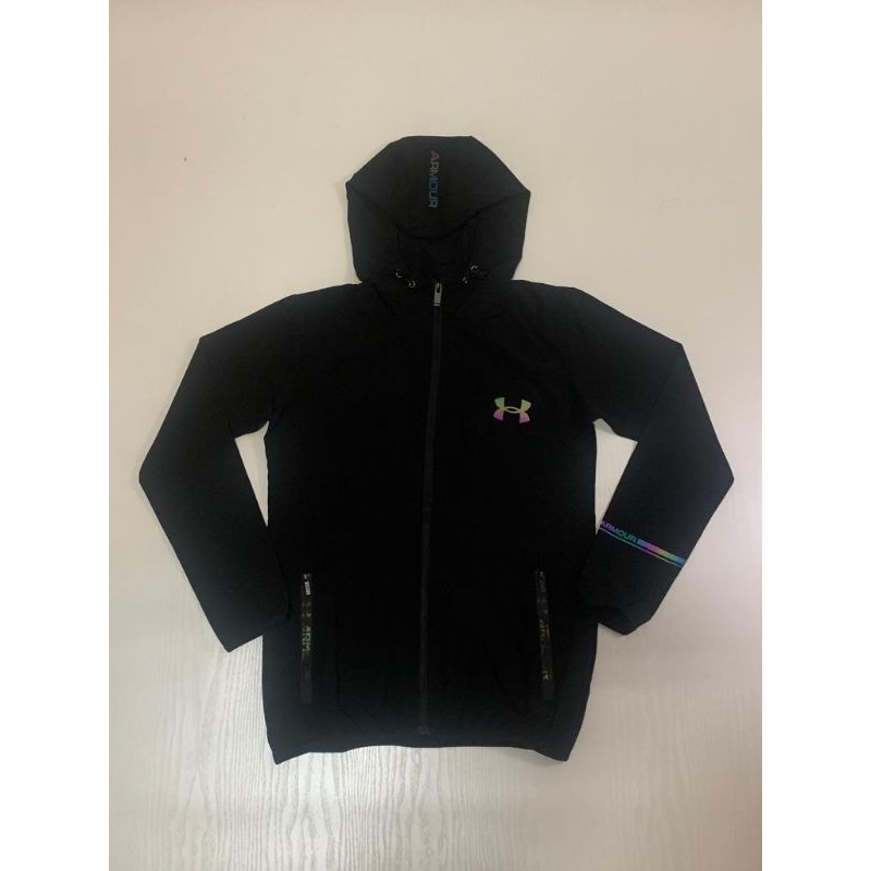 JAKET WANITA HOODIE MICRO PARASUT UA IMPORT / JAKET HITAM MICRO / JAKET OLAHRAGA / JAKET RUNNING