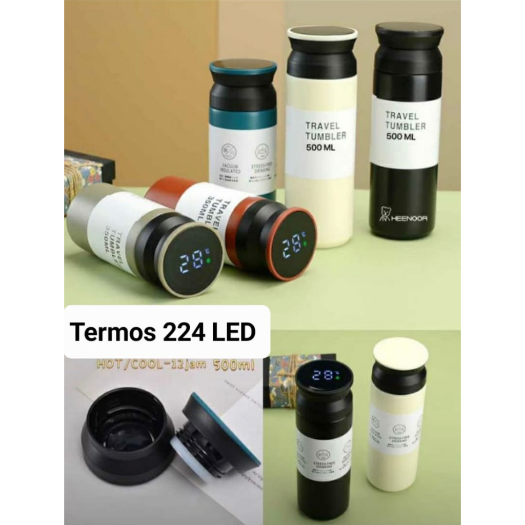 TUMBLER CUSTOM GROSIR Tumbler Travel LED 500ml + cetak Nama Logo Laser Grafir Souvenir Promosi