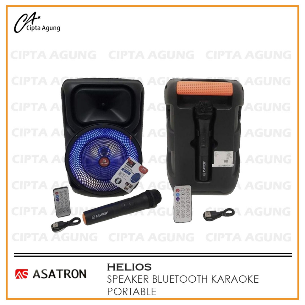 Speaker Bluetooth karaoke portable Asatron Helios 8inch mic wireless