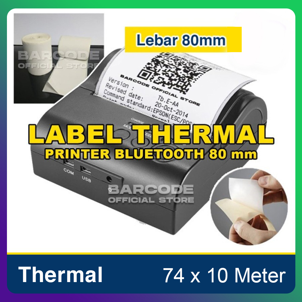 

Label Continuous Termal 80mm / 74mm x 10m / 74x10 m Stiker Barcode Epson TM-T82X