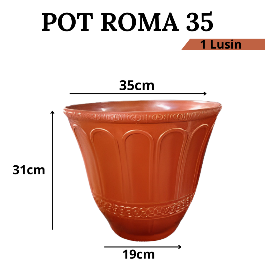 Pot Roma 35 warna coklat. pot plastik untuk tanaman.