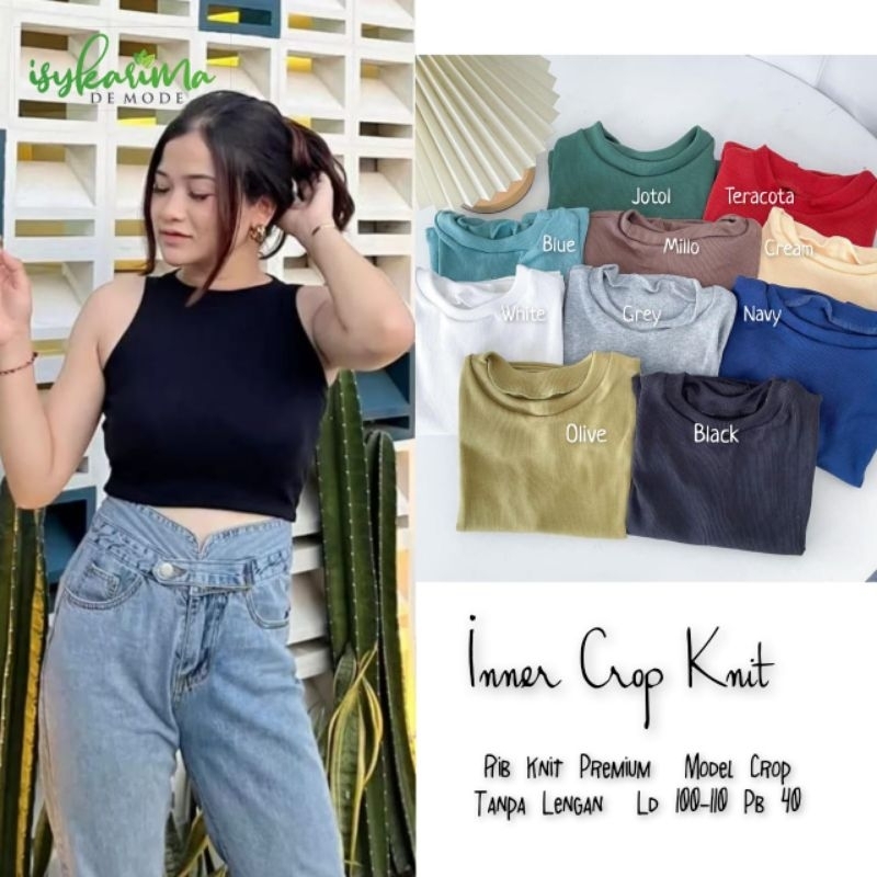 inner crop knit (inner crop polos bahan rib knit premium)