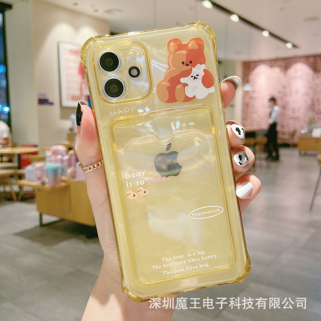 [READY STOCK] clear transparant card case kartu photocard slot beruang kelinci iphone 11 11 PRO X XS