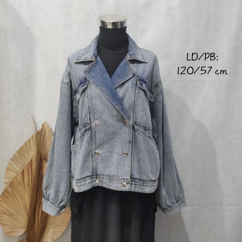 Gaby - Jaket Jeans Premium Crop Wanita Adem Jumbo Motif Bunga