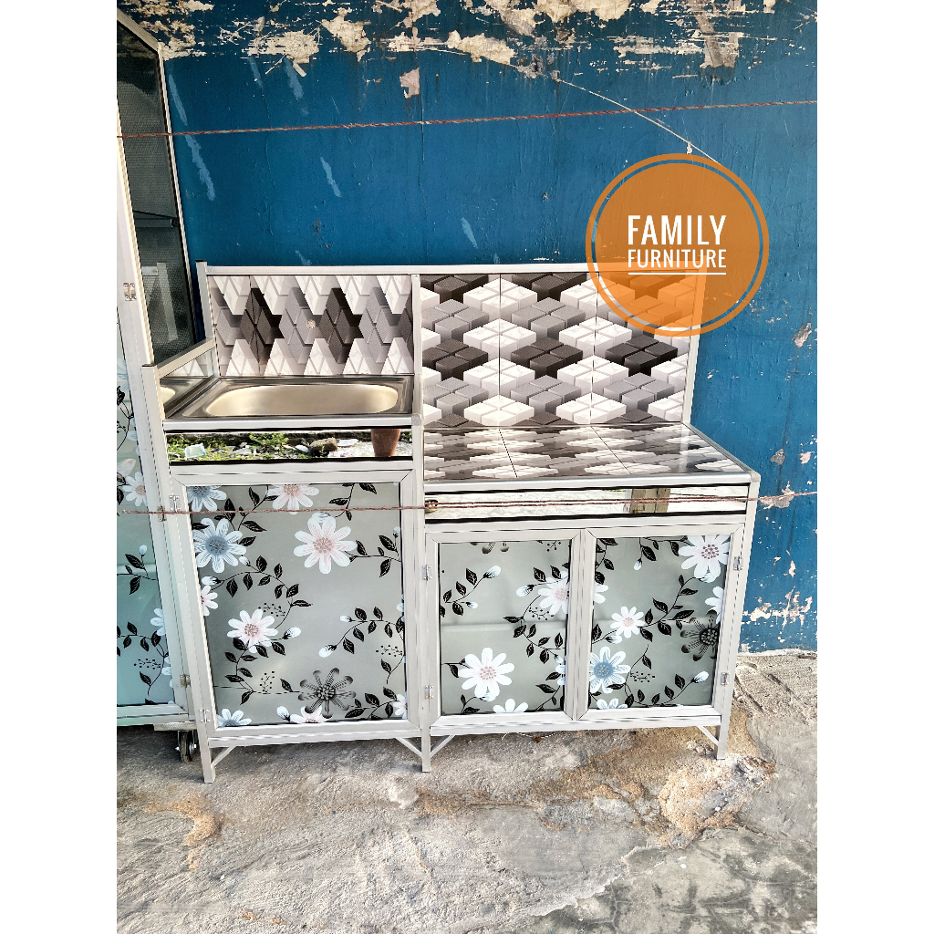 Rak Kompor / Rak Dapur / Rak Wastafel Keramik Tempahan Minimalist Aluminium