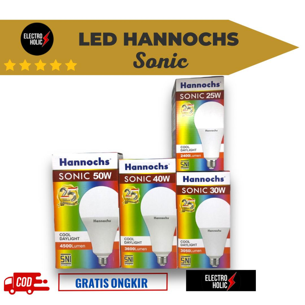 Lampu LED Hannochs - Bohlam LED Bulb Hannochs Sonic All Watt Besar