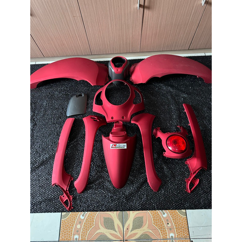 Paketan Full Set Body Halus scoopy ESP NEW LED K2F Tahun (2021-Sampai sekarang) Merah doff Original 