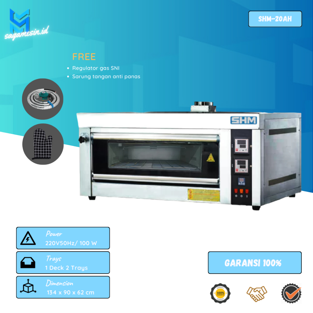 Gas Oven Deck SHM-20AH 1 Deck 2 Tray | Mesin Pemanggang Roti & Kue | Oven Roti | Oven Deck Gas | Ove