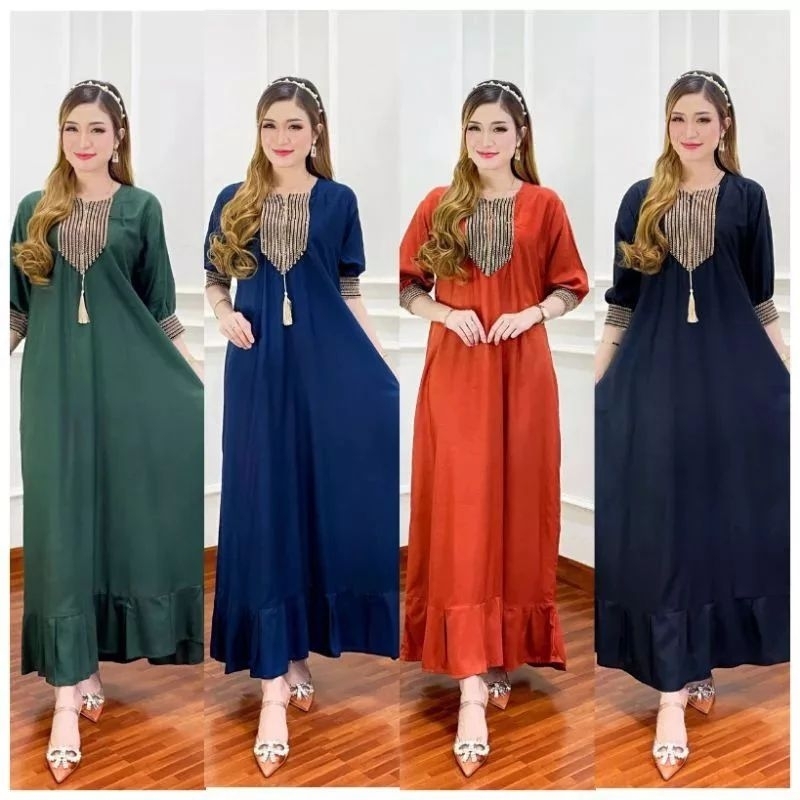 gamis  rayon tebal renda bawah rempel