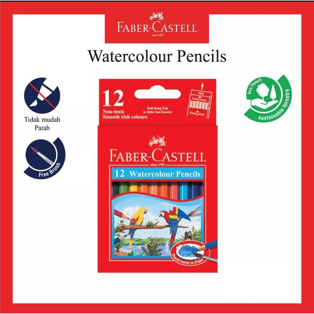 

Faber-Castell Watercolour Pencils Pensil Warna 12 warna (pendek)