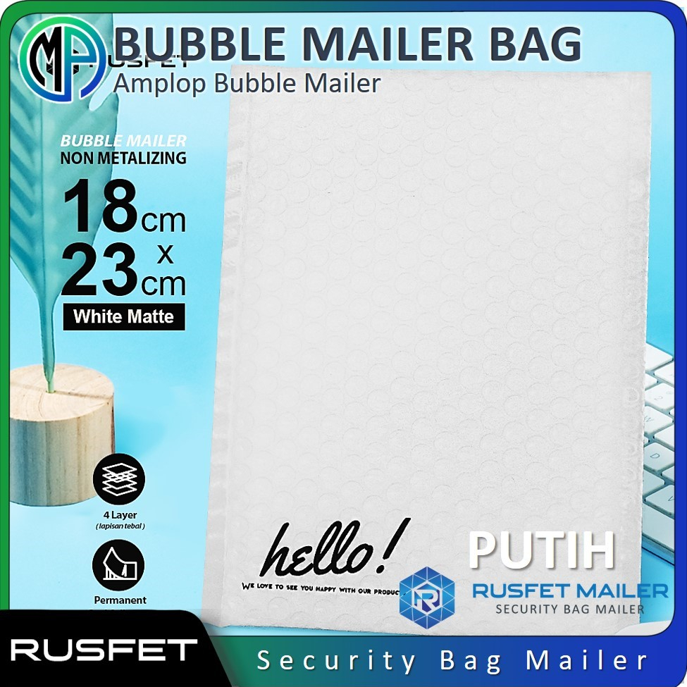 

Amplop Security Bubble Mailer White (Putih) 18 x 23cm Premium Solid Color Merek Rusfet Harga Satuan