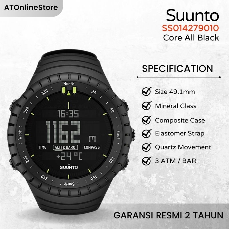 Smartwatch Suunto Core All Black SS014279010 ORIGINAL Garansi Resmi