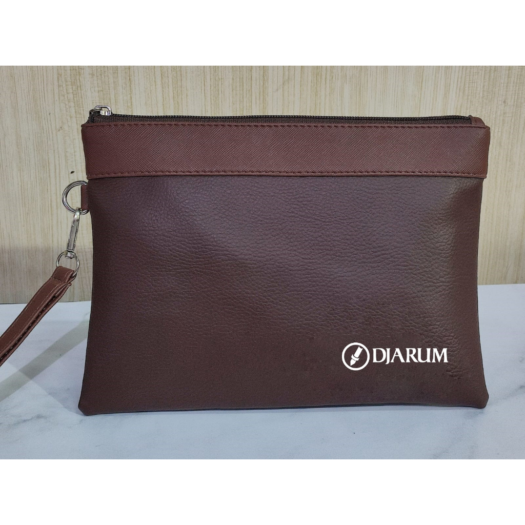 Handbag v3 XL Coklat Logo Djarum Kulit Premium/Pouch Bag Pria Wanita Kulit Premium