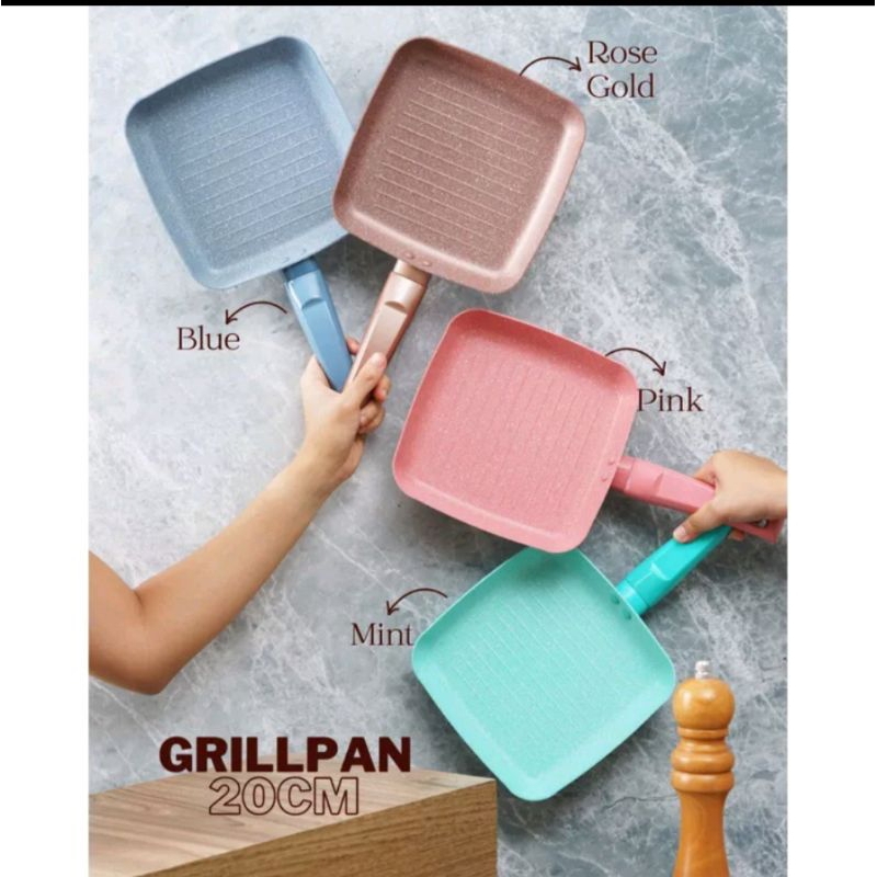 Pero Grill Pan 20cm/ Panci Wajan Panggang BBQ Anti Lengket  Ready Warna Mint