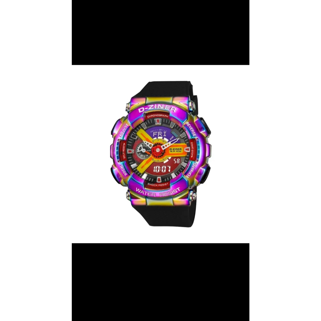 JAM TANGAN PRIA DZINER 8295 DOUBLE TIME WATER RESISTANT 30M