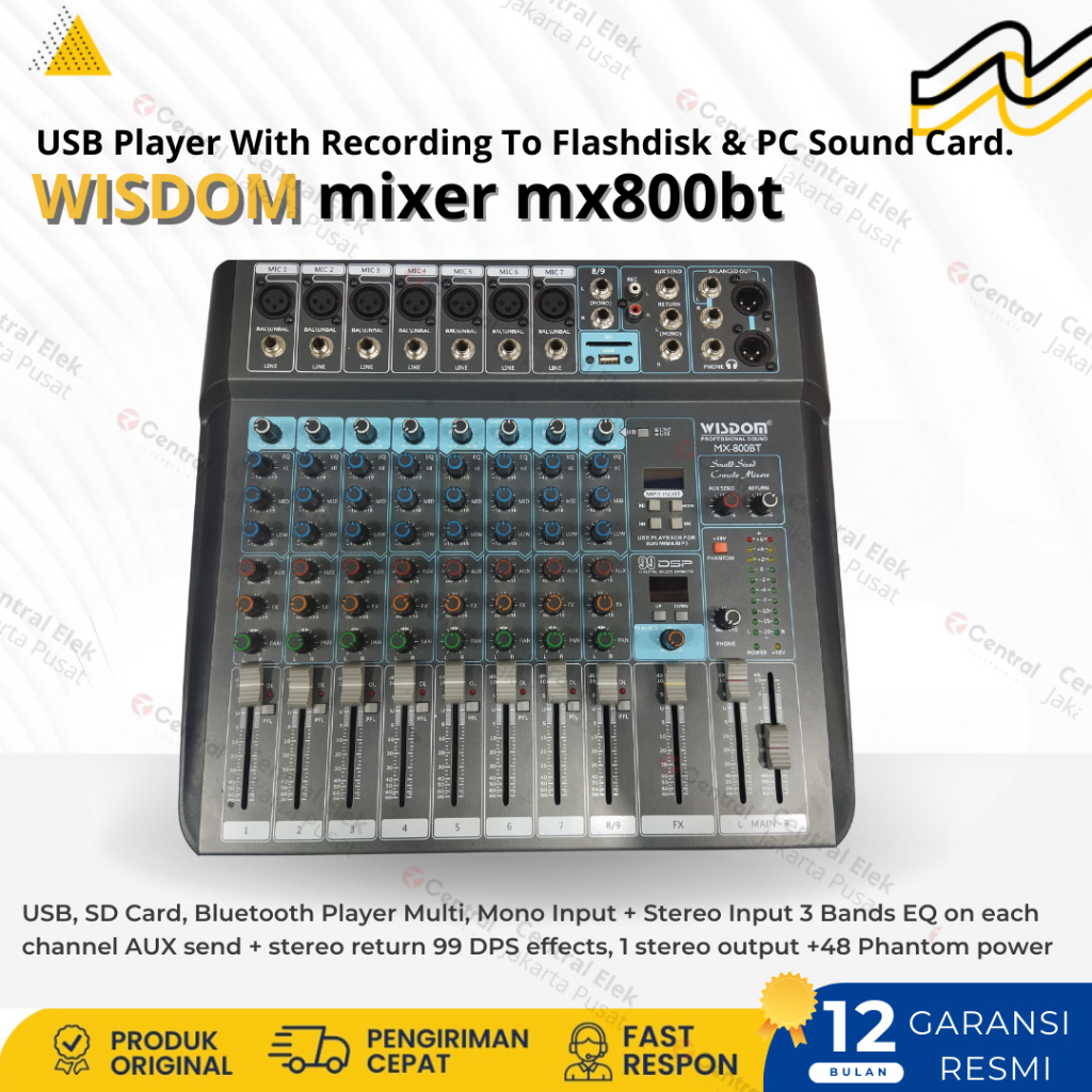 Mixer audio wisdom mx 800-bt / mx- 800bt / mx 800 bt