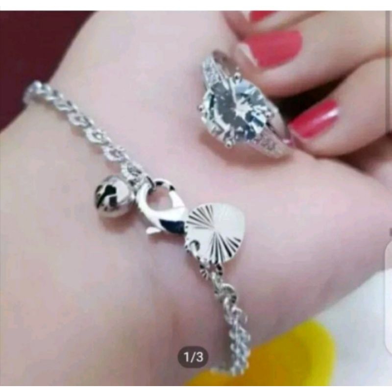 Set gelang nuri free cincin silver fasihion wanita titanium original anti luntur