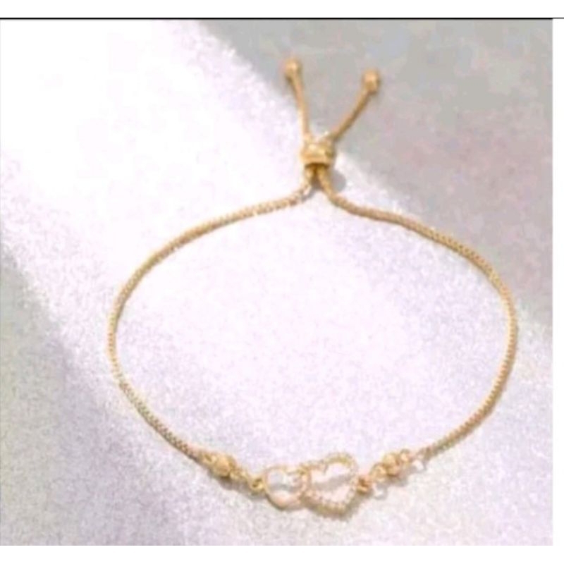 gelang titanium motif love genang serut rose gold fasihion wanita modern