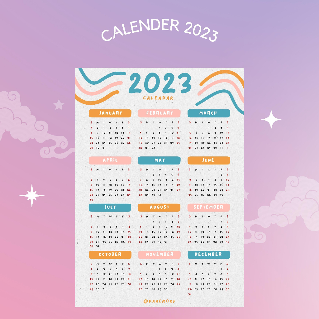 Kalender Dinding Aesthetic 2023 | Calender Estetik 2023