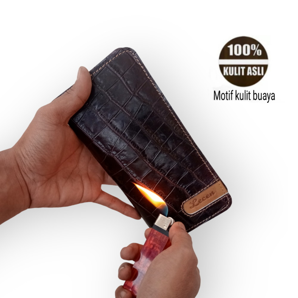 dompet panjang pria kulit asli motif kulit buaya / dompet pria panjang kulit asli motif kulit buaya