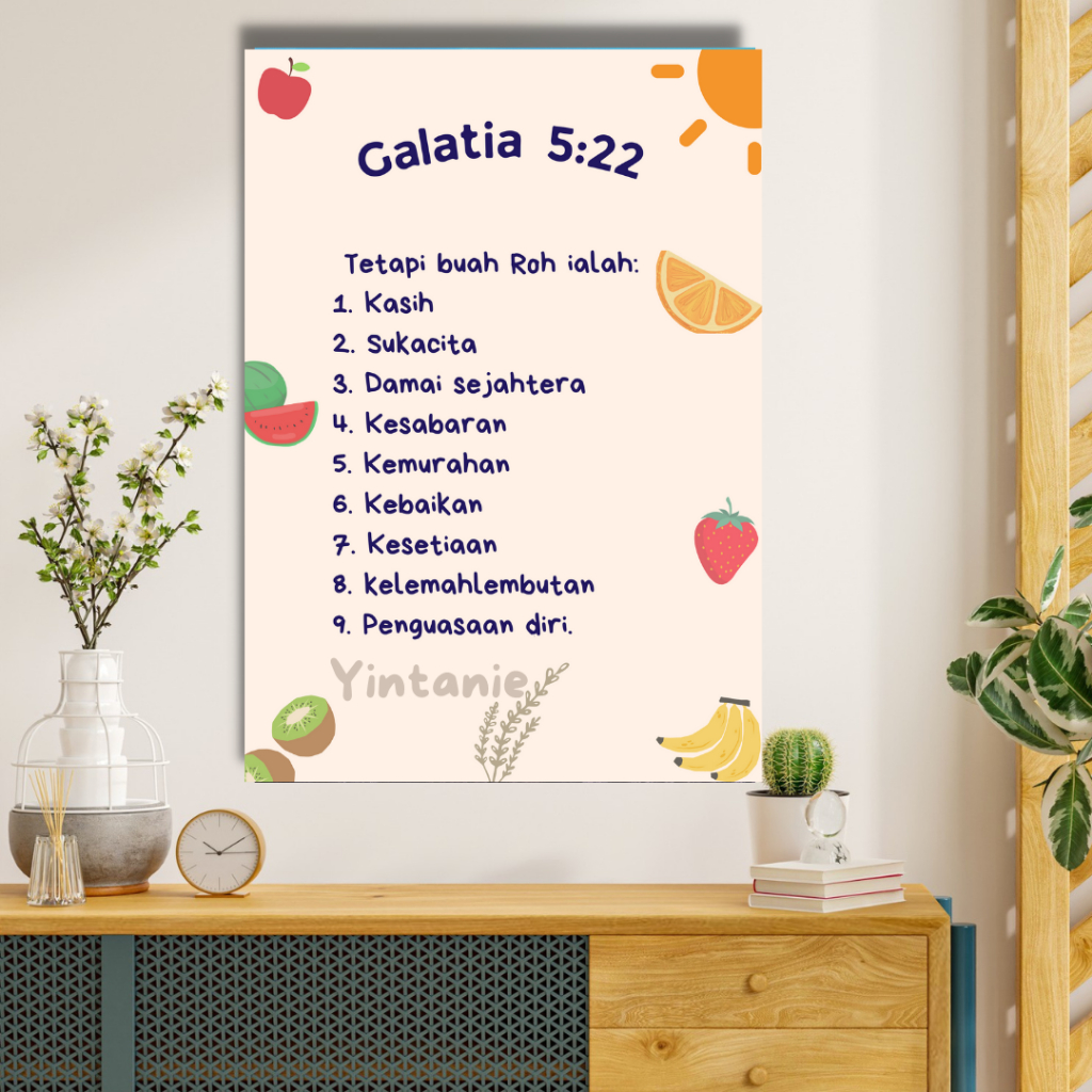 Hiasan Dinding Buah Buah Roh / Kado Natal / Pajangan sekolah Kristen