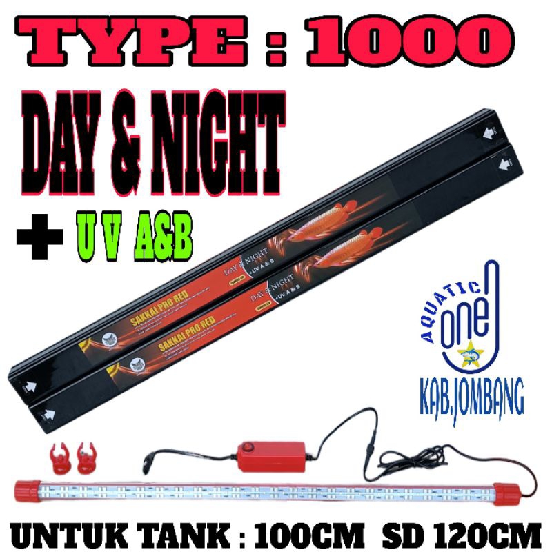 LAMPU SAKKAI PRO RED DAY & NIGHT + UV A& B TYPE 1000  lampu celup led aquarium akuarium mode siang m