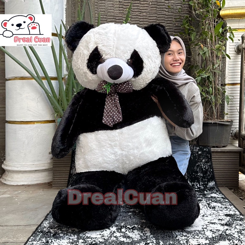 Boneka Teddy Bear Beruang Super Besar Jumbo Panda Hitam Putih 150 cm 1,5Meter Import
