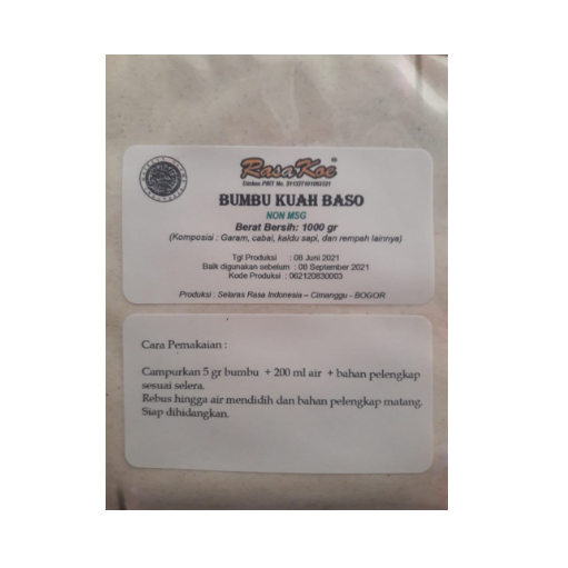 

Bumbu Kuah Baso Non MSG 1 Kg