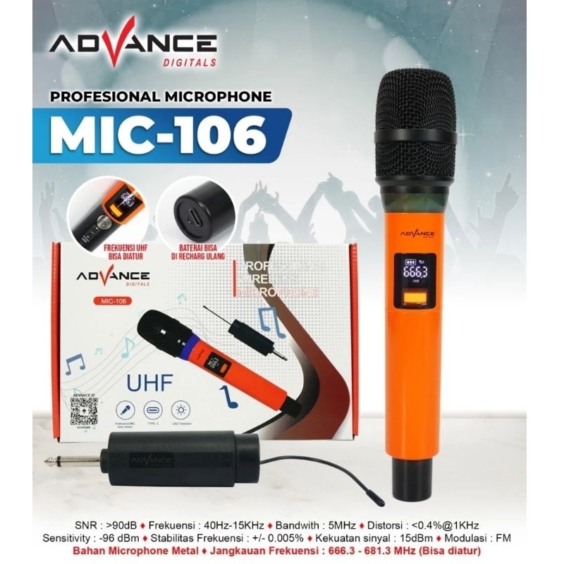 Mic Advance Wireless MIC-106 Microphone UHF