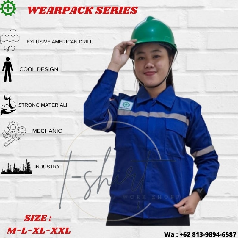 Wearpack safety - Seragam Proyek - Baju tambang - Wearpack Atasan Biru polos - Baju Safety - Katelpa