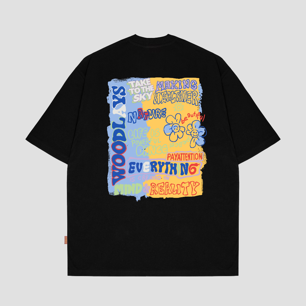 Woodlays Kaos T-Shirt Oversize Black Pay Attention