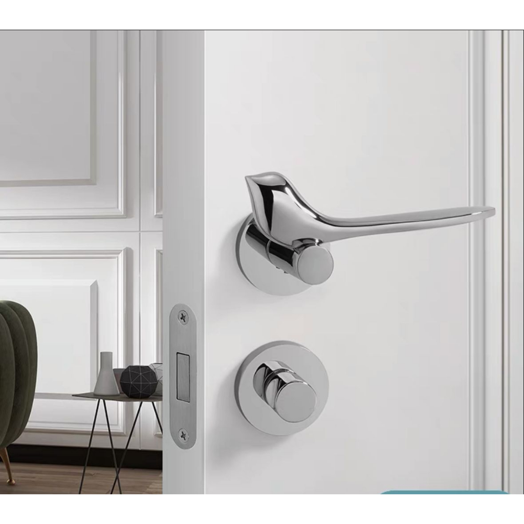 Gagang pintu rumah minimalis stainless steel Gold Alumunium/ Pegangan pintu kamar mandi satu set/ Do