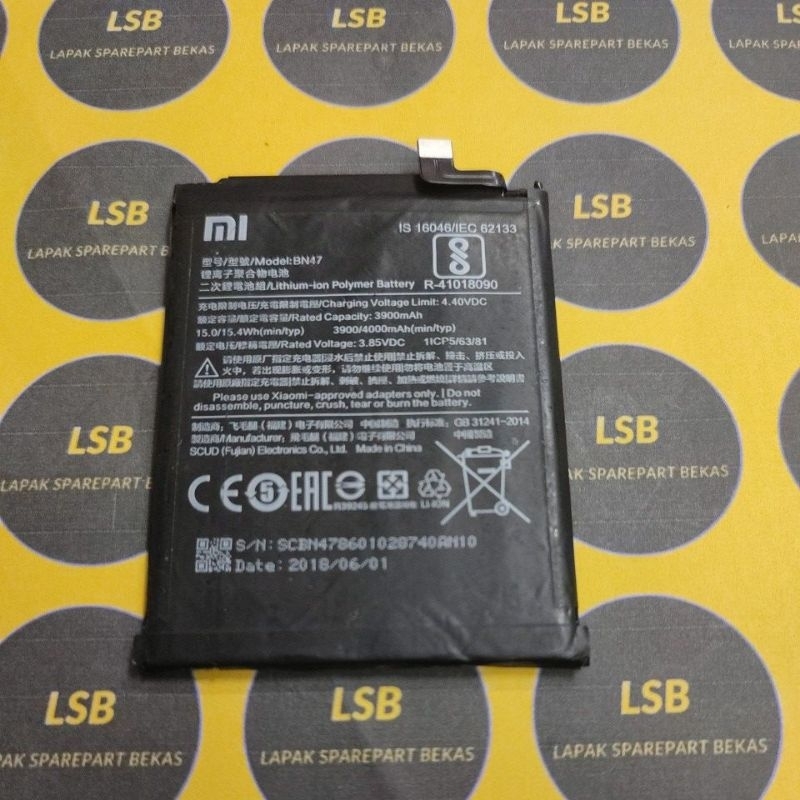 BATTERY XIAOMI MI A2 LITE BN47 ORIGINAL BEKAS