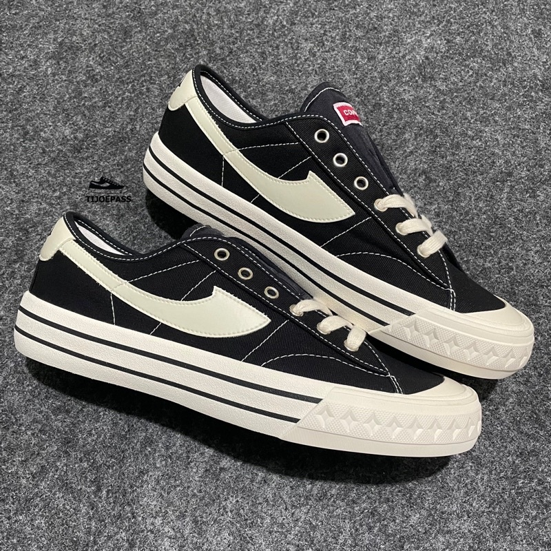 Sepatu Compass Retrograde Original Black White Low | Size 37-44