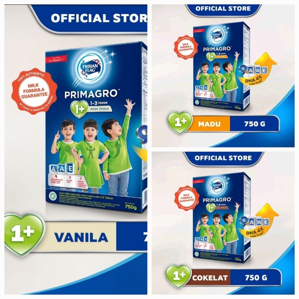 Primagro 1+ / Primagro 3+ / Frisian Flag 123/456 Jelajah (750 Gr) Madu/ Vanila/ Coklat / susu bender