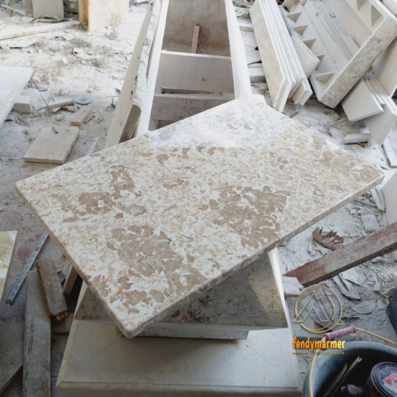 Daun meja  batu marmer motif trotol custom